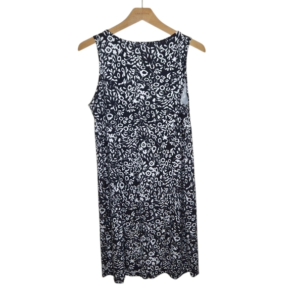 Black & White Abstract Floral Print Buttery Soft Tank Dress Size Large - Picture 4 of 4